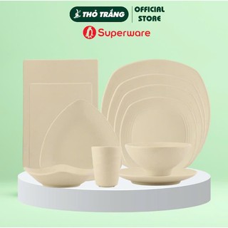 Bộ sản phẩm tô, chén, dĩa màu Nâu Sáng bề mặt Nhám trống trầy Stone Superware Thái Lan
