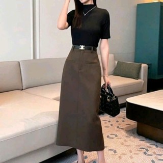  Chân váy A suông dáng dài 80cm chân váy công sở chân váy dài nữ đẹp sang trảnh 