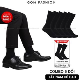 Hộp 5 đôi tất nam cổ cao GOMTAT đi giày tây, vớ đen cao cổ chất liệu cotton cao cấp -TAY-FIVE-2008-CB