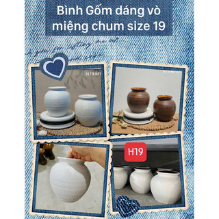  HOẢ TỐC SÀI GÒN Bình gốm cắm hoa Bát Tràng DÁNG VÒ tròn H19 quốc dân vân ganh trang trí phòng khách đẹp Sôi Atlantis 