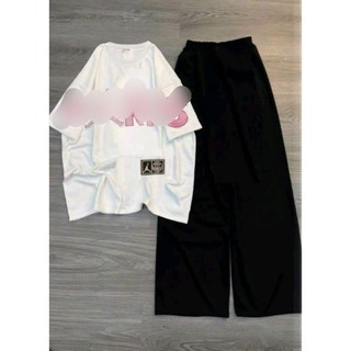 Tổng hợp các Set Quần Ống Suông chờ neo +mix áo phông tay lỡ Chất Cotton