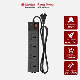 Ổ Cắm Đa Năng Chống Giật Dây 3M/5M Tích Hợp Rơ Le Tự Ngắt Rạng Đông - Model: OC04 4C/3M/10A