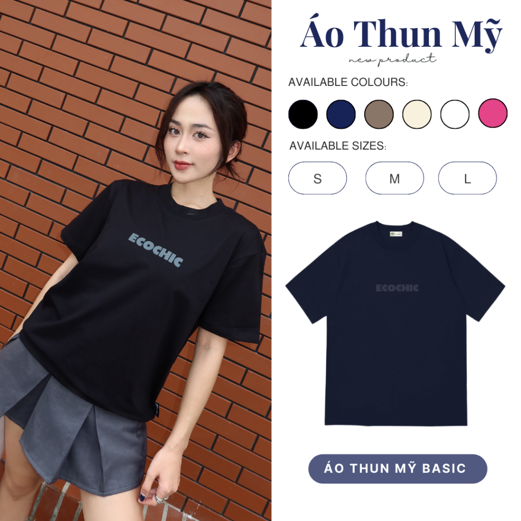Áo Thun Local Brand Basic Logo ECOCHIC Mix Chính Hãng Form Rộng Phông Nam Nữ Unisex Oversize 100% Cotton B081 | BigBuy360 - bigbuy360.vn