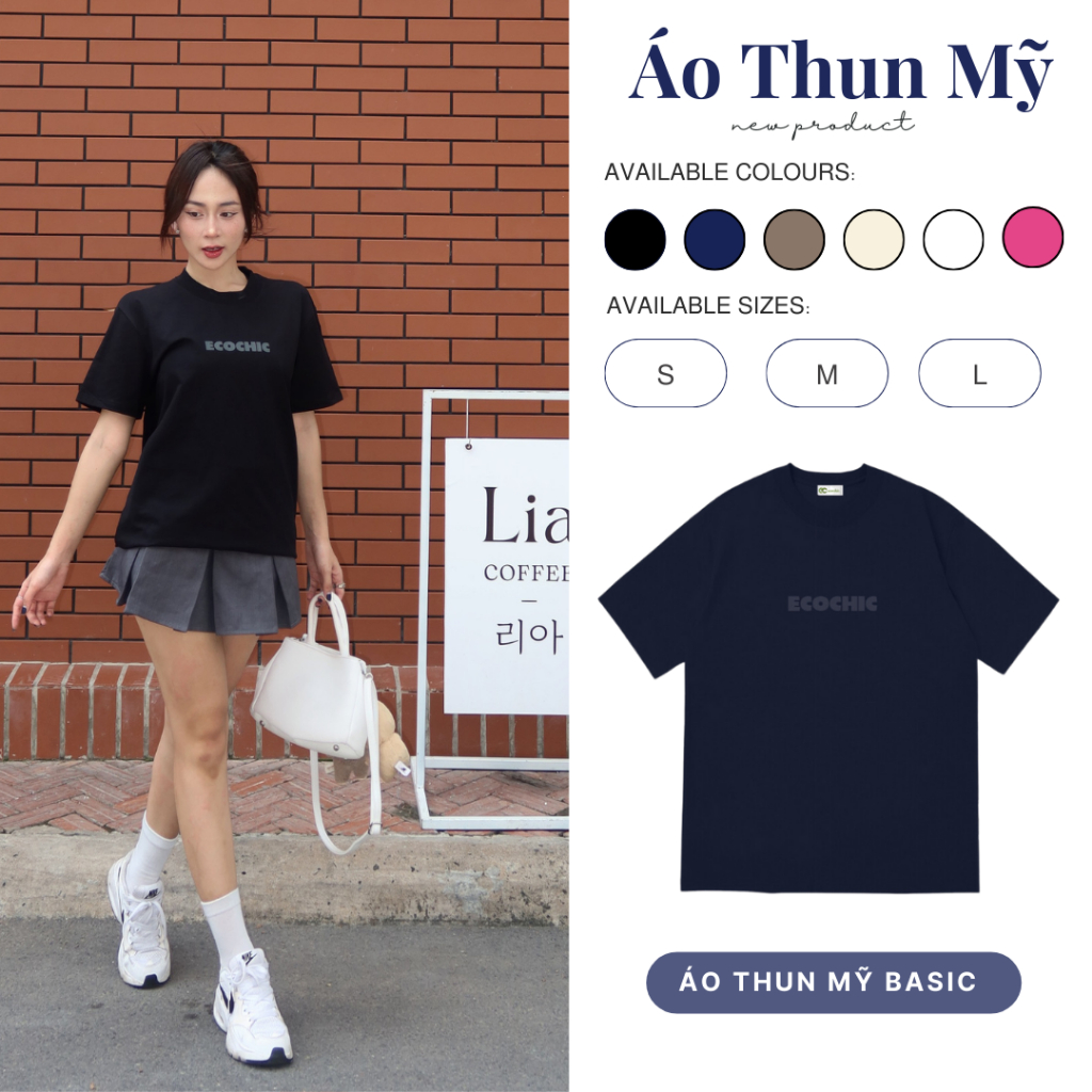 Áo Thun Local Brand Basic Logo ECOCHIC Mix Chính Hãng Form Rộng Phông Nam Nữ Unisex Oversize 100% Cotton B081 | BigBuy360 - bigbuy360.vn