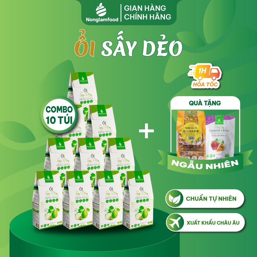 Combo 10 hộp Ổi sấy dẻo Nông Lâm Food hộp 100g