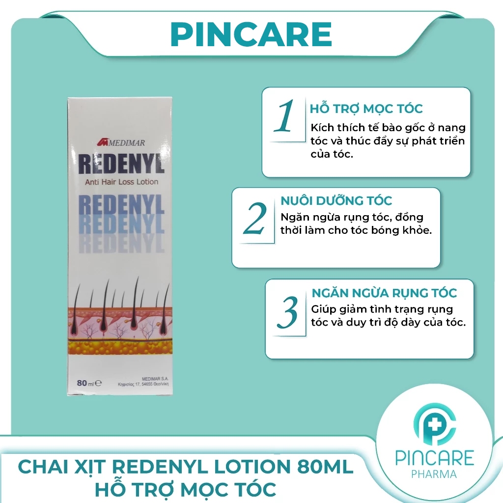 Xịt dưỡng tóc Redenyl Lotion 80ml hỗ trợ mọc tóc - PINCARE Health & Beauty