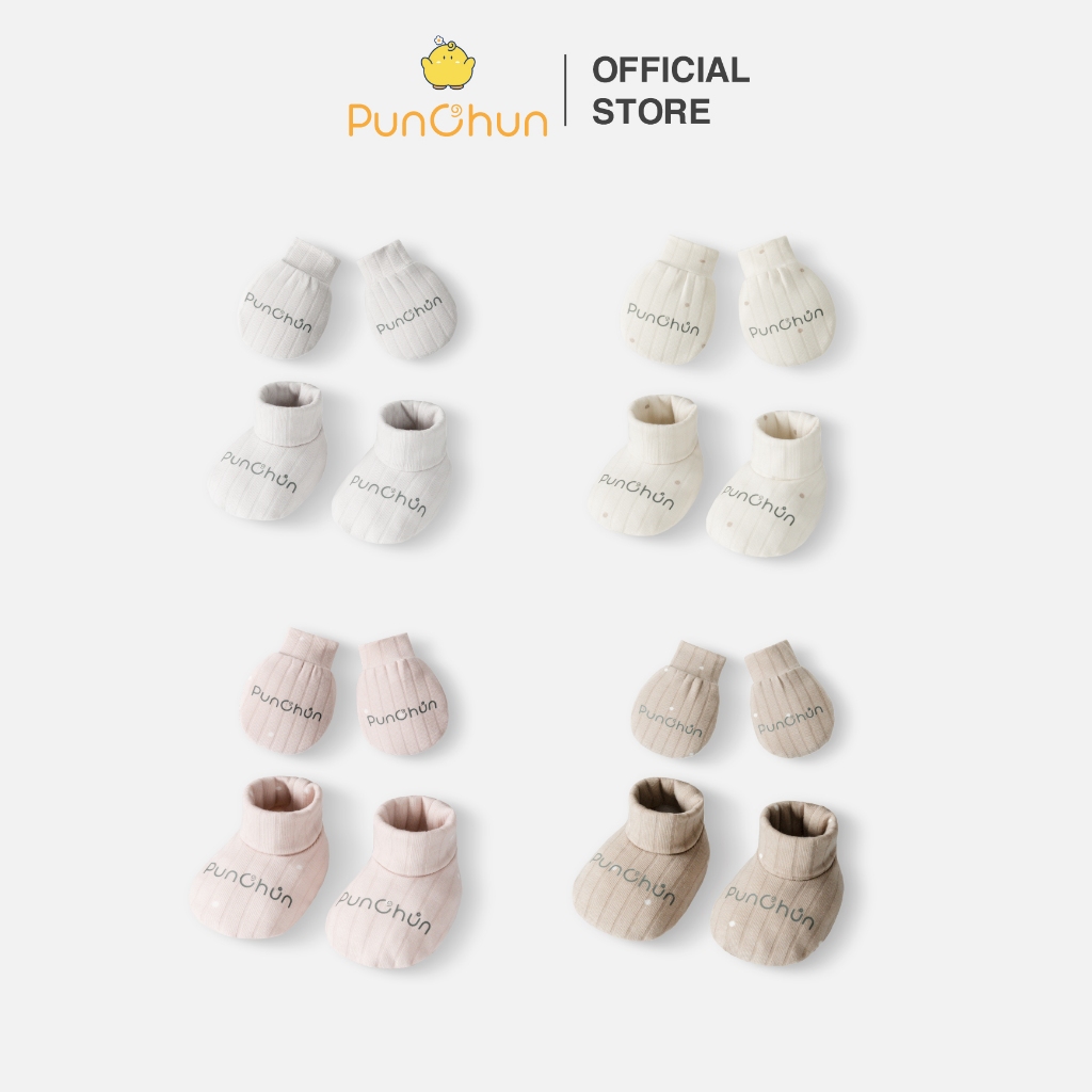 [PUNCHUN 0-6M] Set bao tay bao chân chất liệu thu đông cho bé sơ sinh Tea Punchun