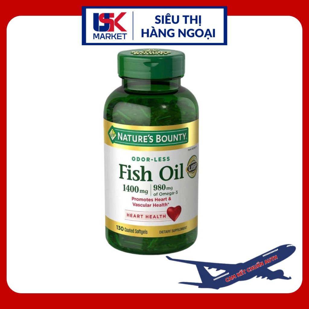 Viên uống dầu cá Fish oil Nature's Bounty 1400mg 130 viên
