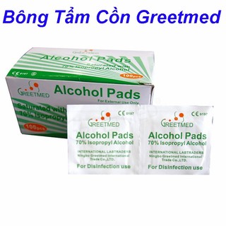 Bông Tẩm Cồn Greetmed Alcohol Pad Hộp 100 Miếng