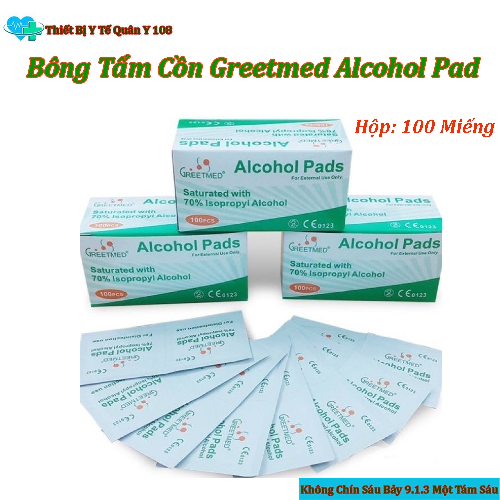 Bông Tẩm Cồn Greetmed Alcohol Pad Hộp 100 Miếng