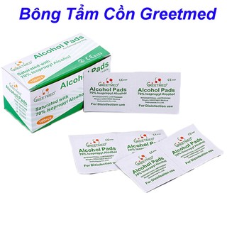Bông Tẩm Cồn Greetmed Alcohol Pad Hộp 100 Miếng