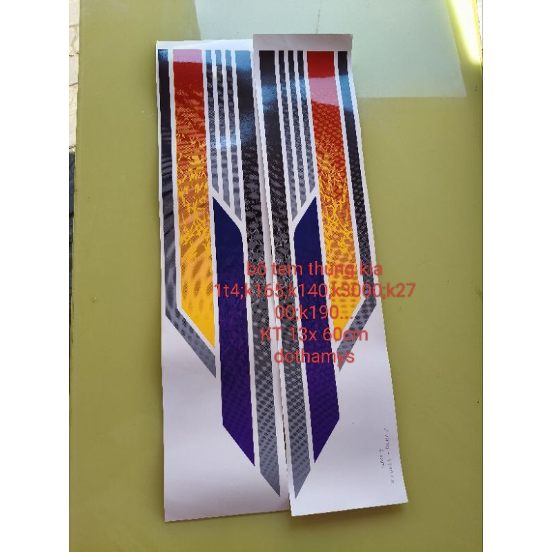 cặp tem thùng xe tải kia k165,k140,k3000,k2700,kia 1t4, kia 1t25( bộ hai bên)