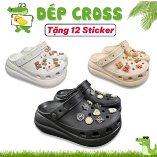 [ Hàng QC Loại 1 ] Dép Cross Crush Đế Bằng Sục Nữ Cao 6cm, Dép Crocs Siêu Xinh Êm Ái [ ĐẾ BẰNG ]