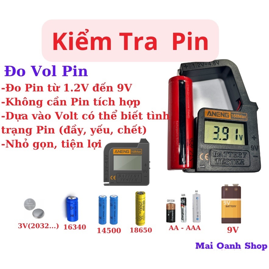 Thiết Bị Kiểm Tra Dung Lượng Pin 168MAX Màn Hình Kỹ Thuật Số Thông Dụng