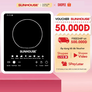 Bếp từ Cảm Ứng Sunhouse Cao Cấp, Công Suất 2200W, Mặt Kính Chịu Lực Sử Dụng Cho Mọi Loại Nồi Tặng Kèm Nồi Lẩu