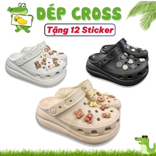 [ Hàng QC Loại 1 ] Dép Cross Đế Cao 6cm Đế Bằng, Dép Crocs Thời Trang Cho Nữ Êm Ái [ ĐẾ BẰNG ]