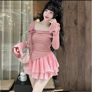 BIGSIZE CHUPPY - Áo kiểu tay loe đính hoa tiểu thư TRỄ VAI chất thun tăm co dãn ôm dáng dịu dàng nữ tính  A334