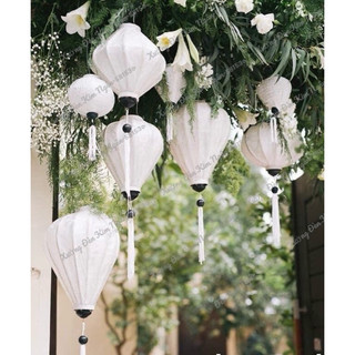 Lồng đèn trắng Hội An (20cm-30cm-45cm) Vải lụa cao cấp