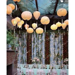 Lồng đèn trắng Hội An (20cm-30cm-45cm) Vải lụa cao cấp