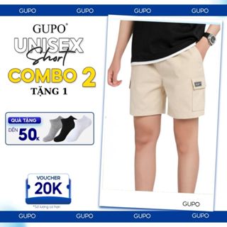 [Combo 2] Quần Short Túi Hộp Kaki Unisex Nam Nữ GUPO Local Brand Cargo Lưng Thun Túi Chéo Trẻ Trung