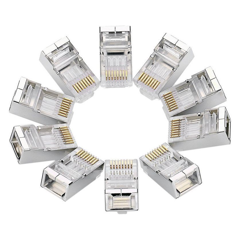 Hạt mạng RJ45 Cat6 Ugreen 50247 NW111, đầu bấm mạng RJ45 Cat6 bọc inox chống nhiễu