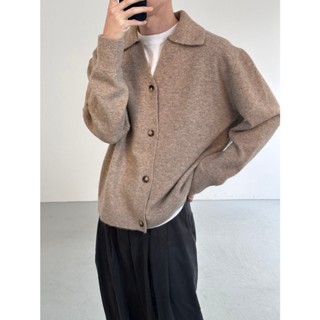 Áo Khoác Cardigan Cổ Bẻ Chất Len Lông Cừu Mềm Mại Phong Cách Hàn Quốc