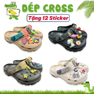  depcrosss AT - Giày dép sục Cross All Terrain Clog thiết kế nhựa phối quai vải đế cao 3cm - Tặng 10 Jitbitz - Sấu vui v 