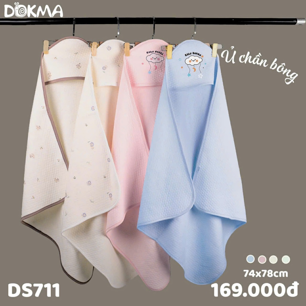Khăn - chăn ủ sơ sinh cotton - chần bông cho bé trai - bé gái DOKMA (KT: 74 x 78cm) (DS532 - DS711)