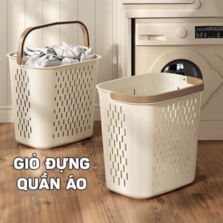Giỏ Đựng Quần Áo Bẩn Có Tay Cầm, Giỏ Đựng Đồ Có Quai Xách Chất Liệu Nhựa PP Để Nhà Tắm