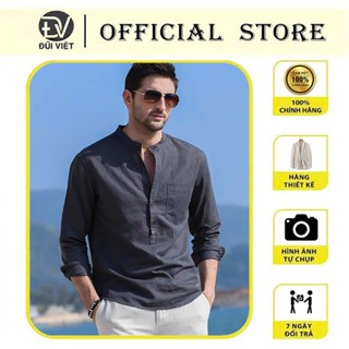 Áo sơ mi nam dài tay cổ tàu, chất Linen cao cấp dày dặn đứng phom, thấm hút mồ hôi tốt, phong cách trẻ trung Đũi Việt