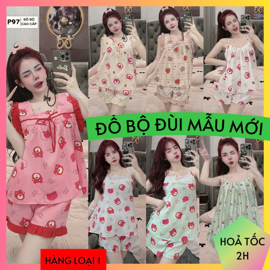 Đồ bộ đùi nữ thiết kế mới, size dưới 60kg , đồ bộ pijama nữ , giá rẻ xưởng đồ bộ p97, pizama đùi 2 d