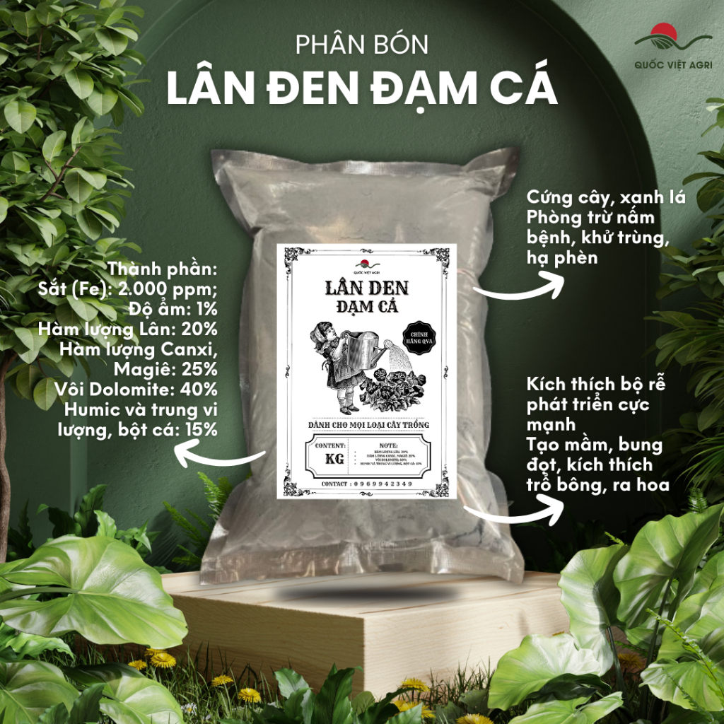 (1KG) Phân bón QVA LÂN ĐEN đạm cá rong biển