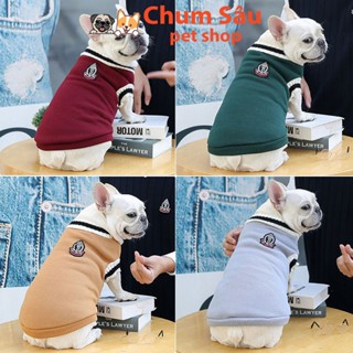  Áo phối len gile cho chó có lót nỉ cực ấm Áo cho chó mèo áo len 3 lỗ mùa đông phong cách 