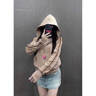    Túi ngoài khoá kéo  Áo khoác nữ vải gân tăm Form lửng dài 6 túi nón to Vải dày dặn chống nắng tốt - G91 