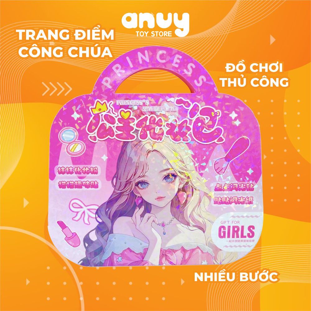Đồ chơi trang điểm công chúa dán sticker đính đá trang trí nhiều bước chơi