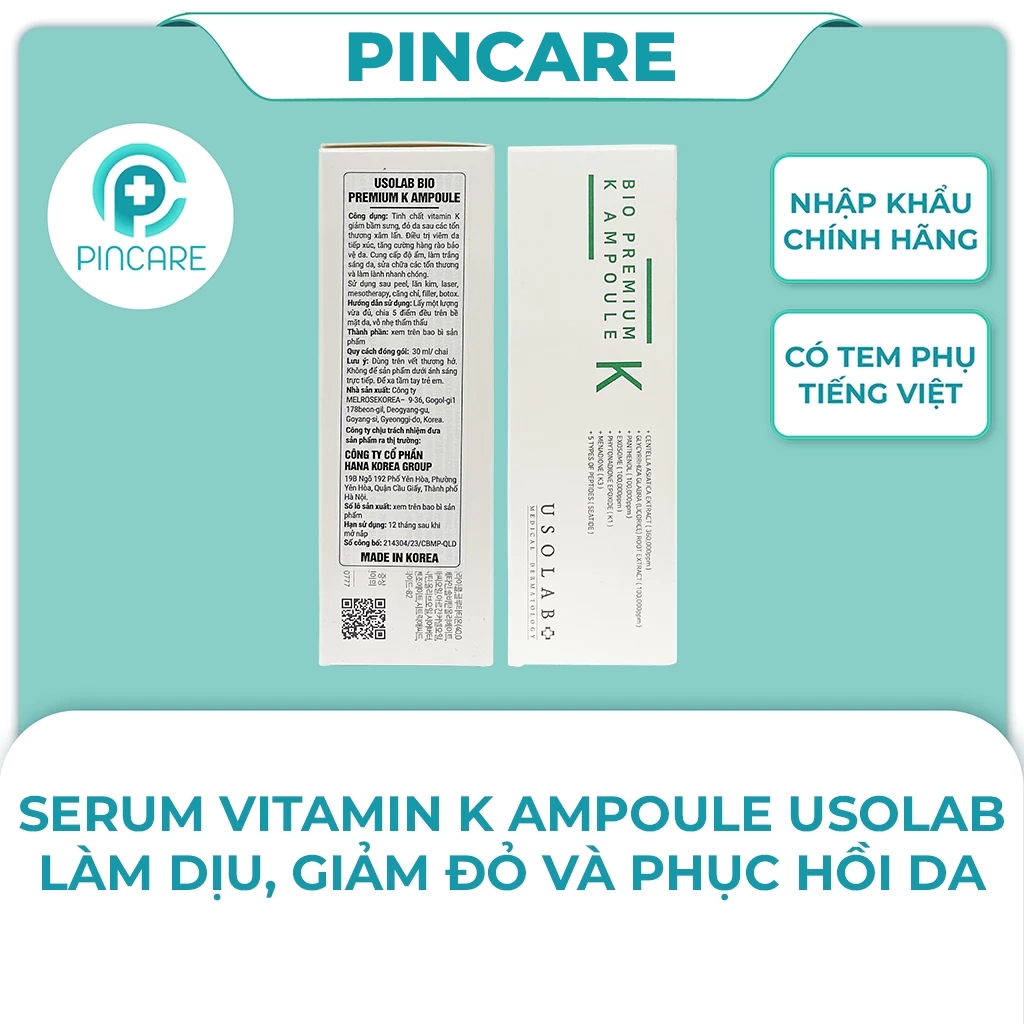 Serum Vitamin K Ampoule Usolab làm dịu, giảm đỏ và phục hồi da - PINCARE Health & Beauty