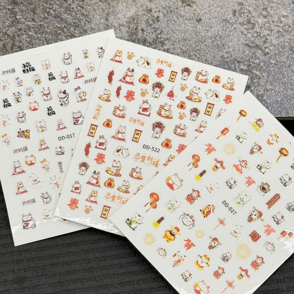 Sticker miếng dán móng mèo thần taid may mắn