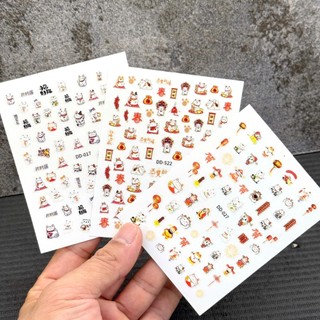 Sticker miếng dán móng mèo thần taid may mắn