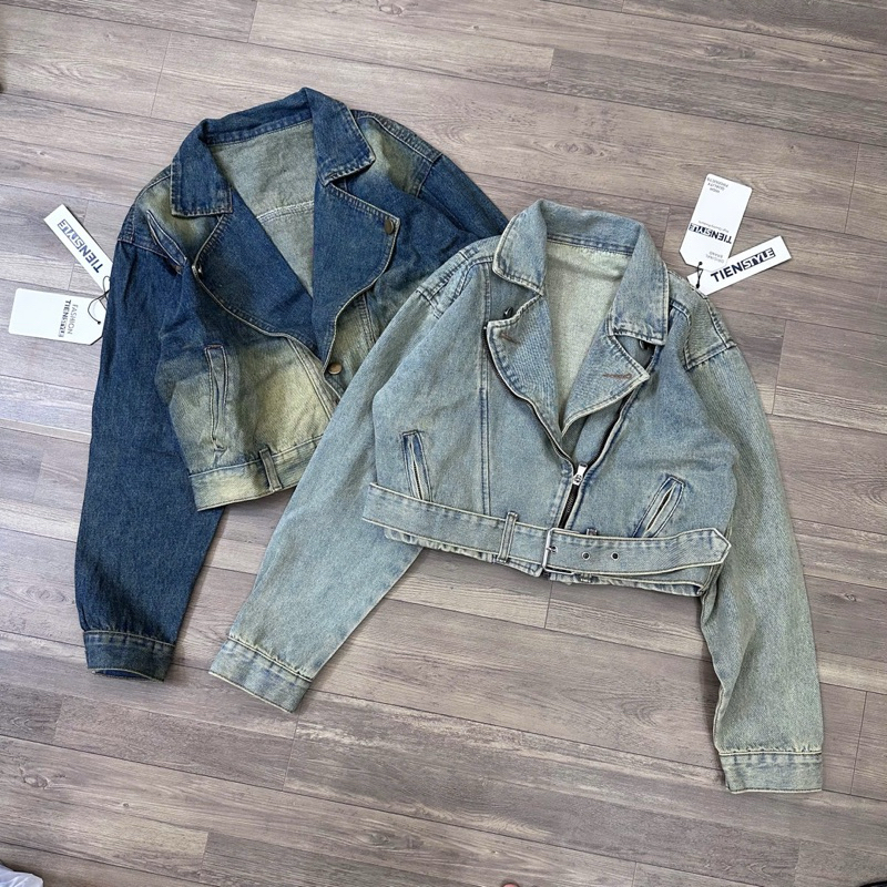 Áo Khoác Jean Nữ Cổ Vest Khoá Túi Phom Vừa,Áo Vest Bò