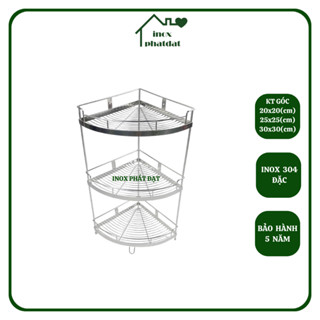 Kệ góc 3 tầng có chân để bàn PHÁT ĐẠT Inox 304, kệ để đồ nhà tắm, để xà bông, kệ gia vị (SP055A)