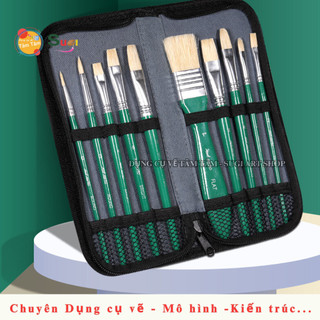 Bộ cọ vẽ kèm túi đựng  Mont Marte - Bộ cọ vẽ màu Acrylic , màu dầu , màu nước  [ Sugi art shop]