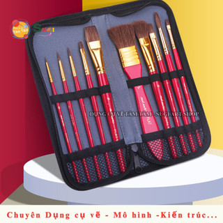 Bộ cọ vẽ kèm túi đựng  Mont Marte - Bộ cọ vẽ màu Acrylic , màu dầu , màu nước  [ Sugi art shop]