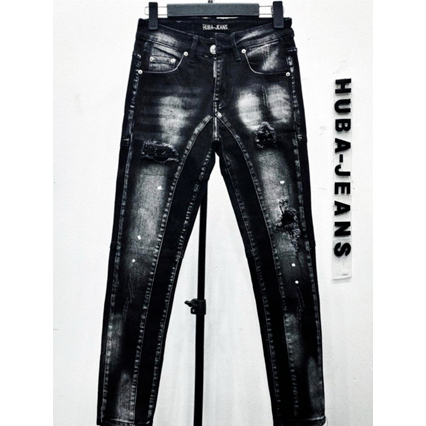Quần jean nam HUBA-JEANS (có BIGSIZE) dài PHOM ÔM ỐNG CÔN 2 đáy Menswear Pants Có Túi Denim