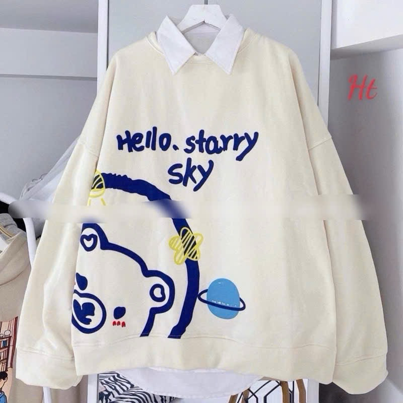 Áo nỉ cổ tròn gấu Hello TH6