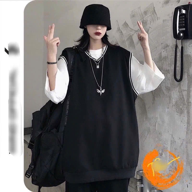 Sét áo gile viền thụng trơn