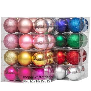 Set 6 quả châu trang trí Noel - Quả bóng treo cây thông Giáng sinh kiểu châu mờ