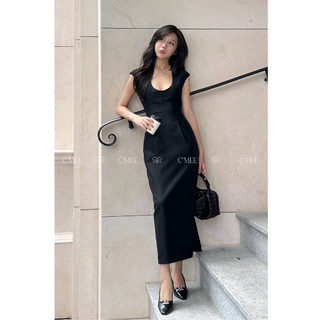   C'MEE  Không kèm áo bra  Đầm ôm xẻ tà dáng dài khoét ngực Kelly Midi Dress 