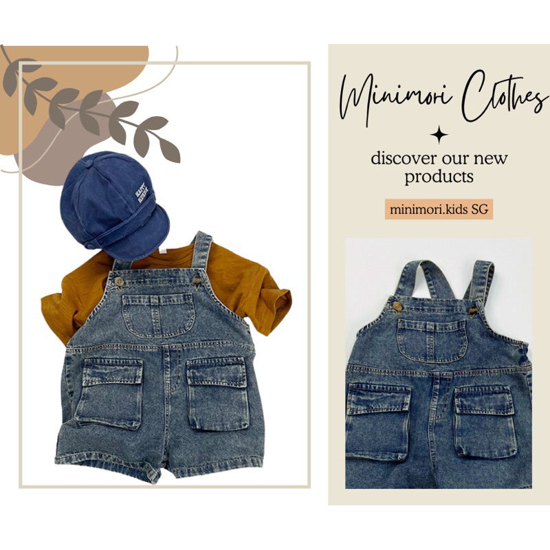 Quần yếm jeans 2 túi phong cách vintage Hàn Quốc, cực kì xinh vào dễ mix đồ | 𝗠𝗜𝗡𝗜𝗠𝗢𝗥𝗜