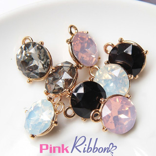 *Set 2 cái - Hạt đá pha lê 12mm có tai treo làm khuyên tai, phụ kiện thời trang, phụ kiện may mặc