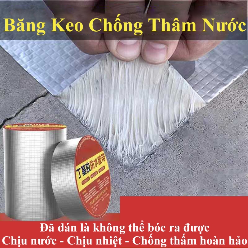 Băng keo chống thấm BTOOL Cuộn keo rộng từ 5cm đến 30cm dài 5m màu bạc dày 4 lớp chốnh thấm nước